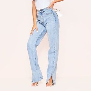 Pierre denim straight leg split jeans